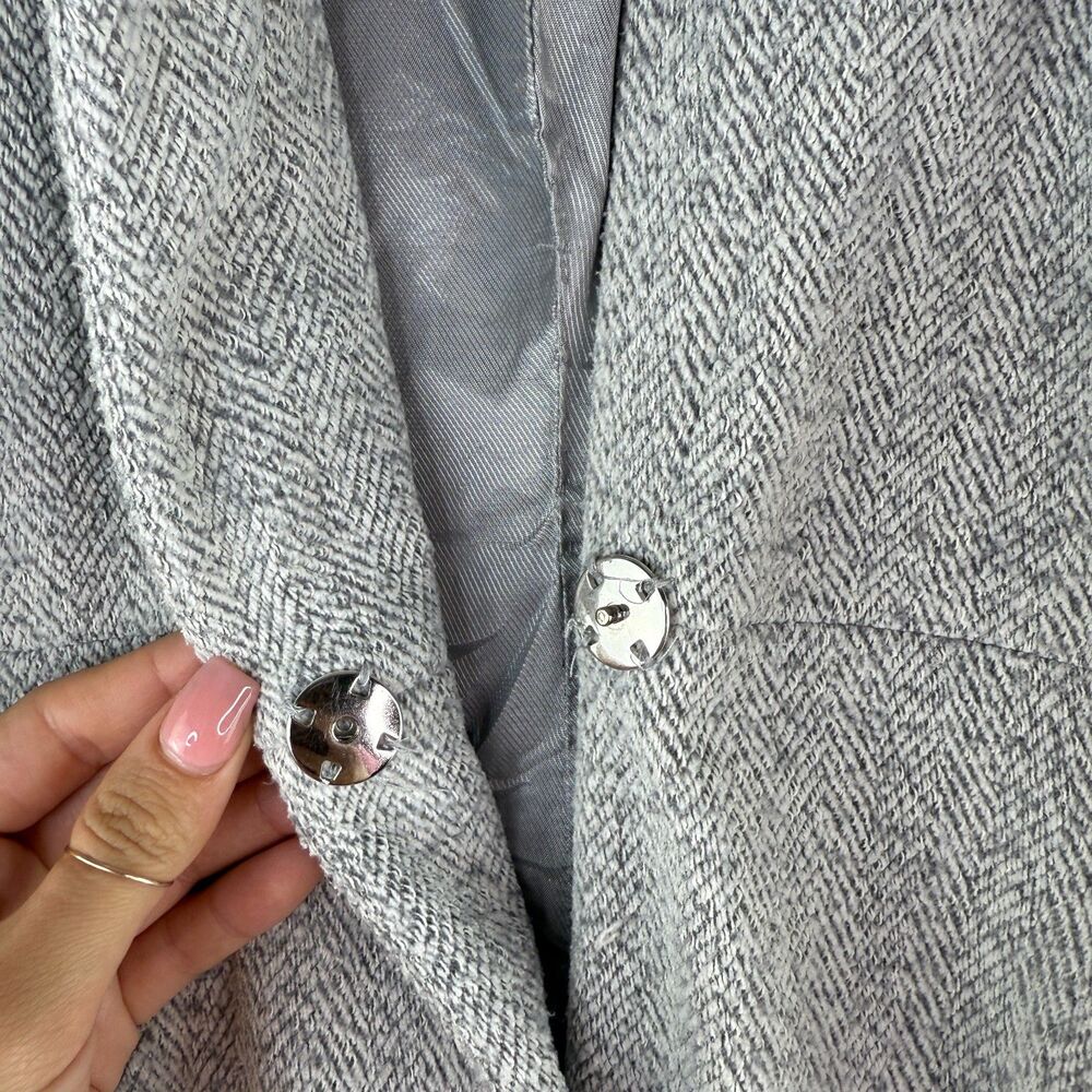 Zara Basic Gray Midi Button Up Long Sleeve Coat P… - image 4